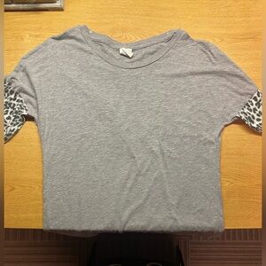 Victoria's Secret Gray Top with Leopard Print Sleeves